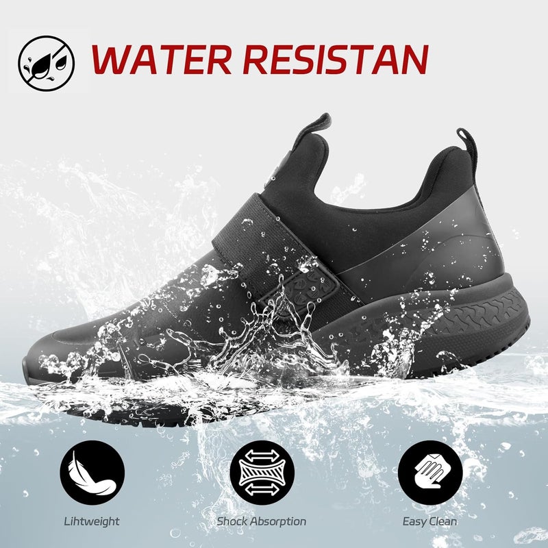 Delobi Store Non Slip Work Shoes for Men Slip On Food Service Kitchen Chef Restaurant Shoe Waterproof Slip Resistant Walking Sneakers Lightweight Comfortable Working Footwear Leather - Image 2